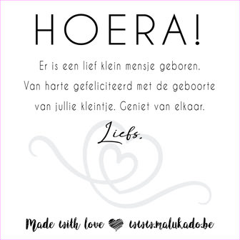 Baby geschenkset &quot;Hoera&quot;