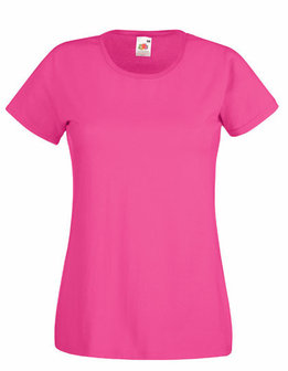  Dames t-shirt met ronde hals fuchsia