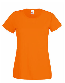  Dames t-shirt met ronde hals oranje