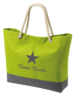 Strandtas/shopper model 1 lime met bedrukking naar keuze