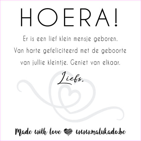 Baby geschenkset "Hoera"