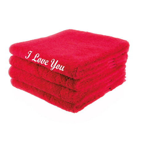 Badlaken rood " I Love You"