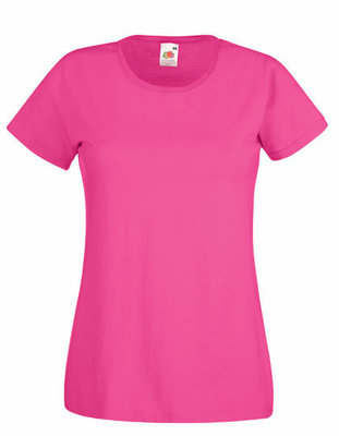  Dames t-shirt met ronde hals fuchsia