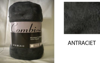 Coral fleece deken superzacht Combi Line Antraciet